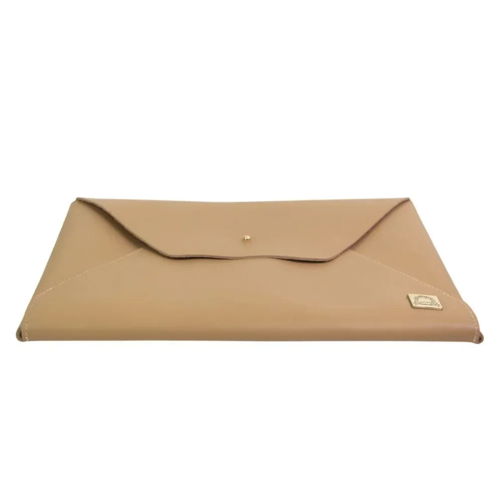 Sunshine BEIGE SADDLE LEATHER FLAP ENVELOPE POCKETBOOK PURSE HANDBAG CLUTCH